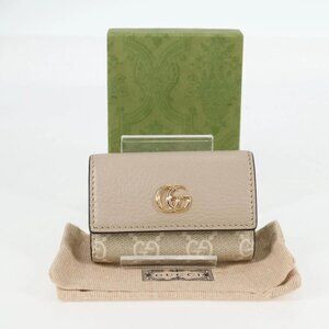 Authentic GUCCI GG Supreme Key Case PVC White Gold bst358-120225
